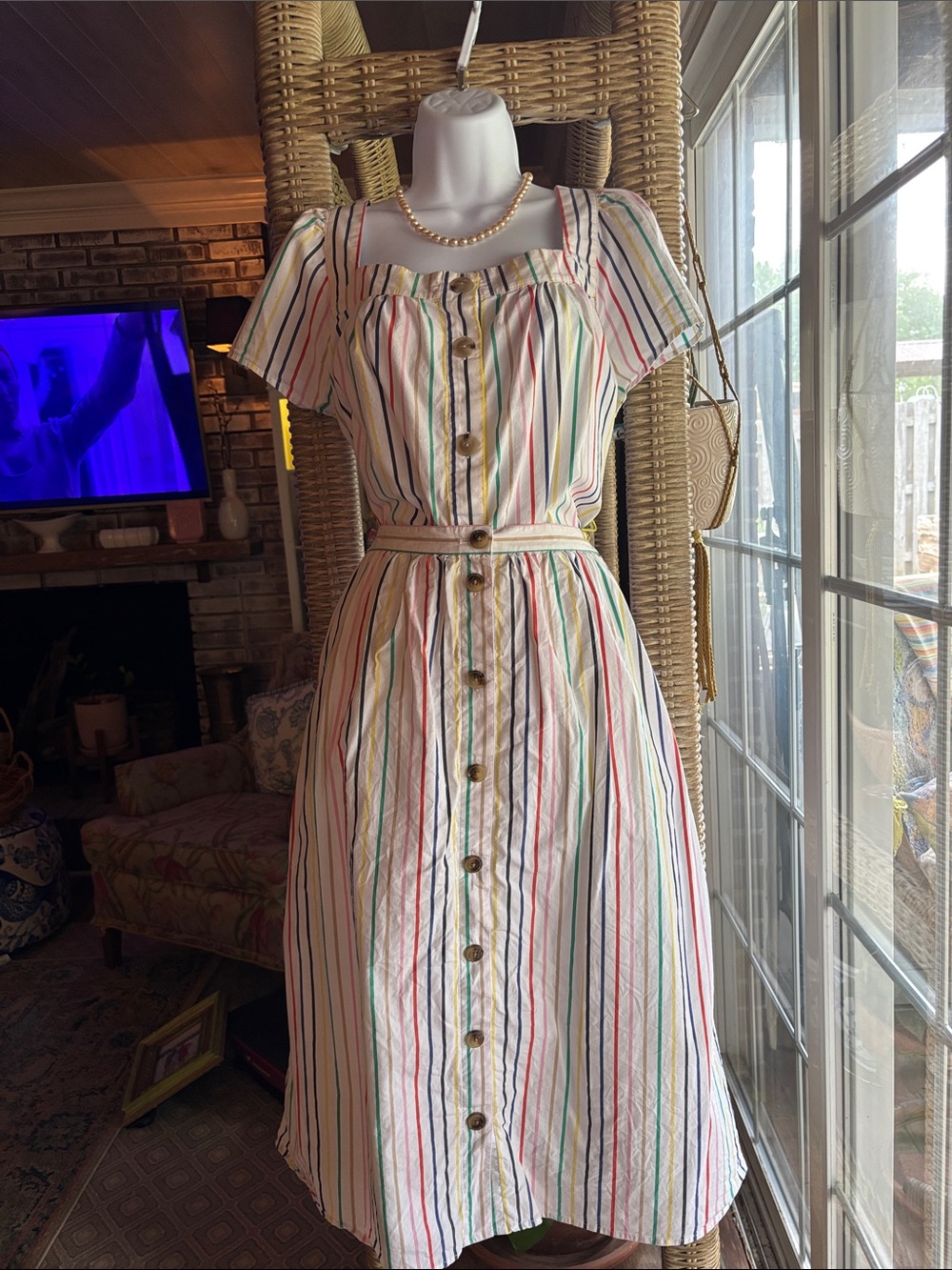 J. Crew Multi-Stripe Button-Front Midi Top & Skirt